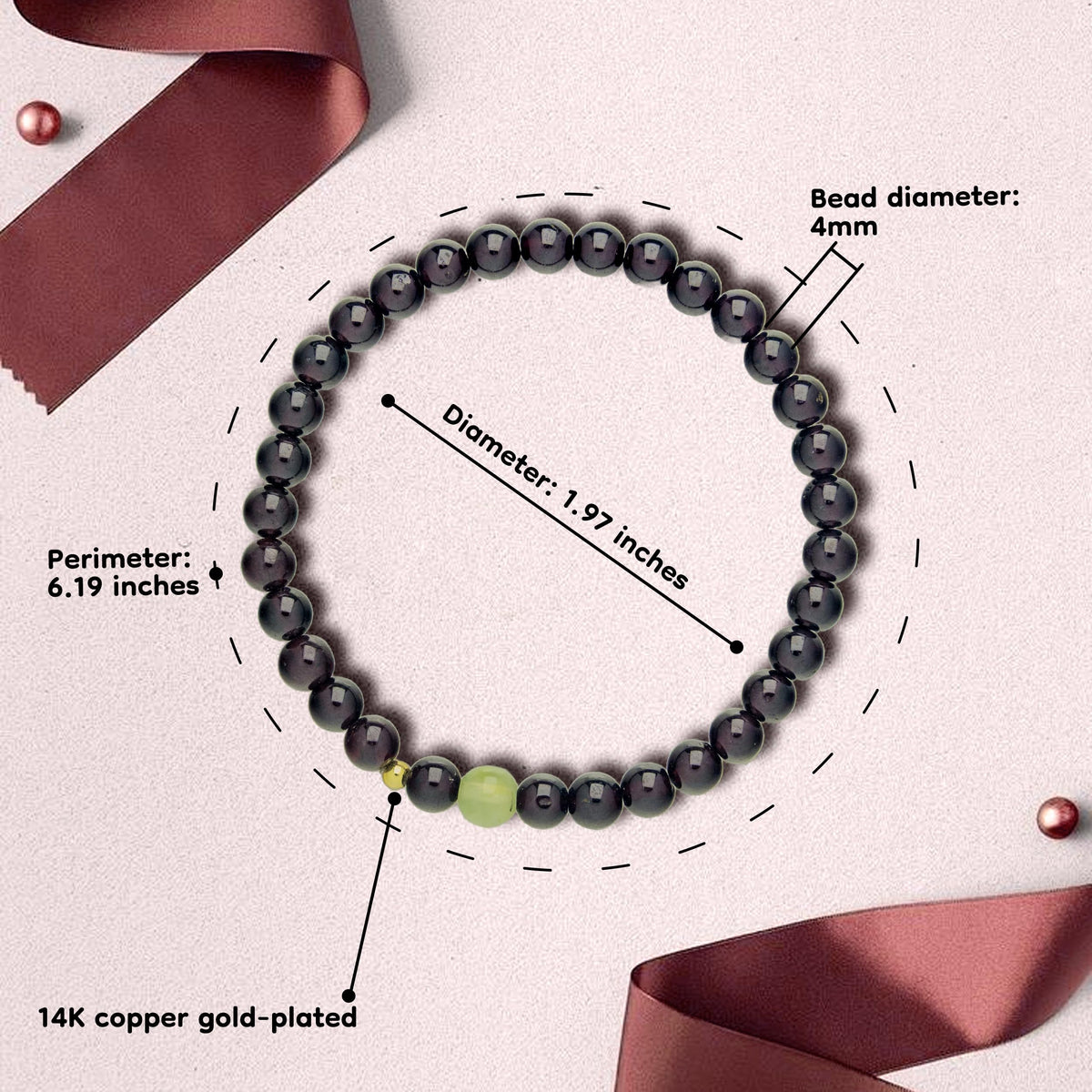 CNYTPE Garnet Bracelet for Women – Red Garnet Jewelry, Healing Crystal Bracelet, Handmade Gemstone Jewelry, Symbol of Love, Happiness & Harmony (Garnet + Prehnite Bracelet)