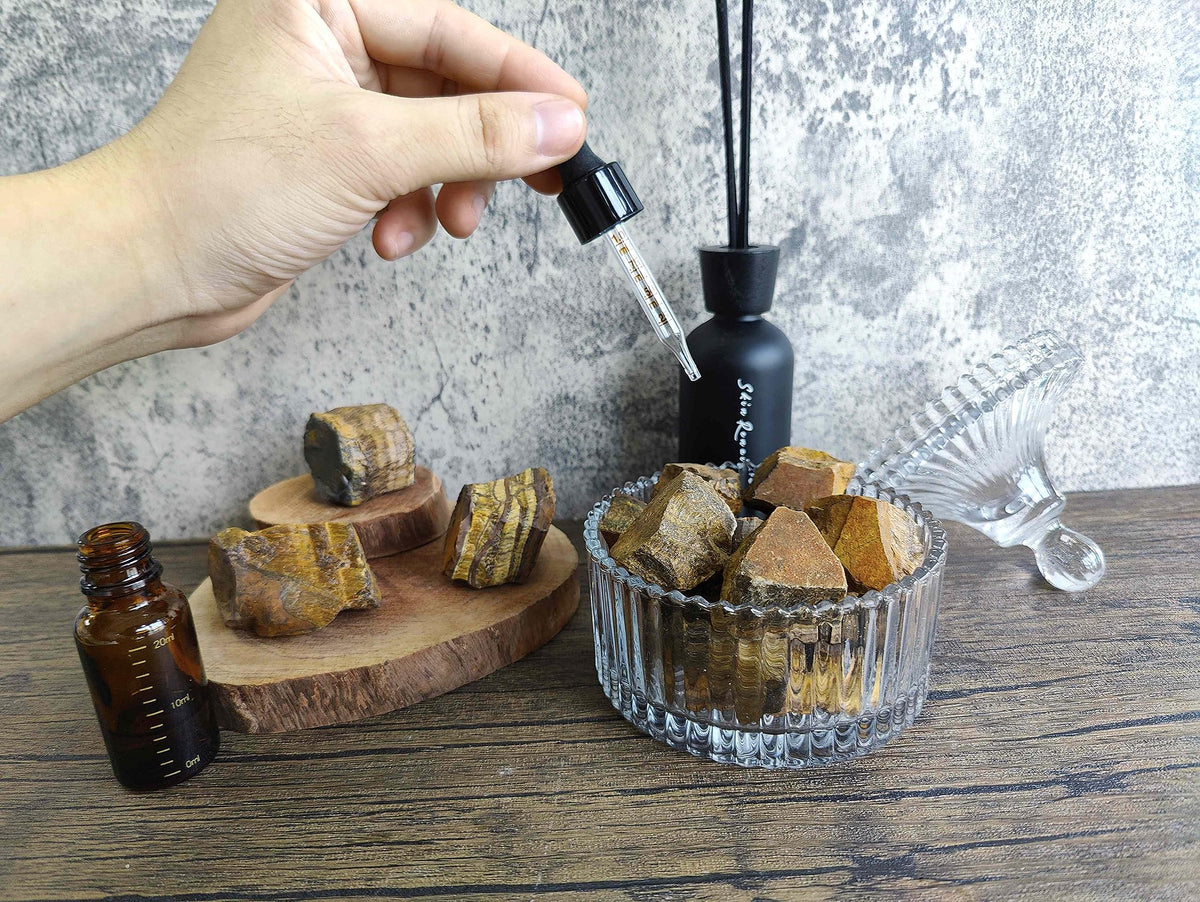 MAIBAOTA Tiger Eye Crystal Stones 1" Natural Raw Crystals Bulk Rough Gemstones Rocks for Tumbling Polishing Cutting Decorative Stone