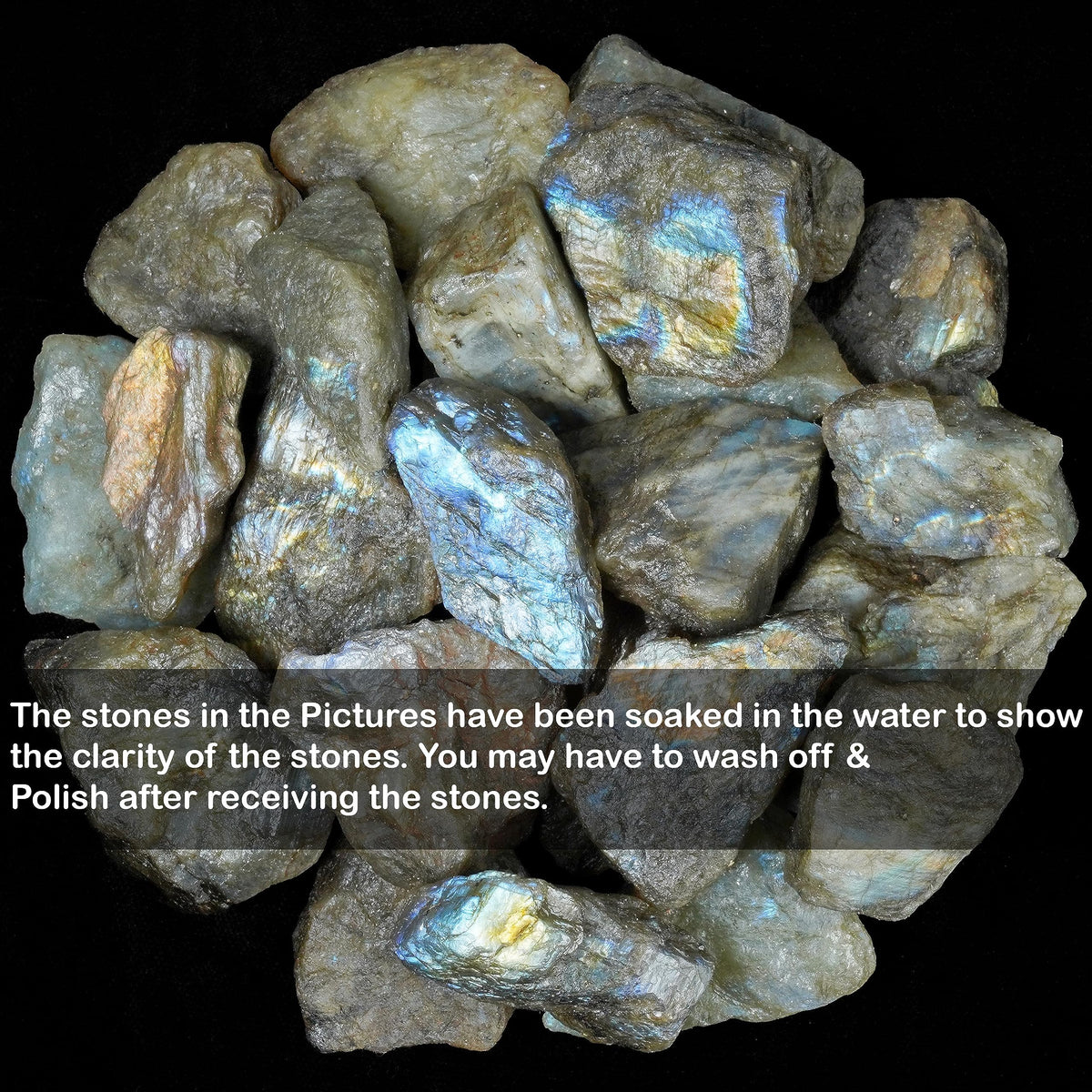 ZAICUS 1 lb Labradorite Rough Stone - Raw Stones and Crystals Bulk for Tumbling, Jewelry Making, Cabbing, Lapidary, Fountain Rocks, Decoration, Polishing, Wire Wrapping, Gem Mining, Reiki Crystal
