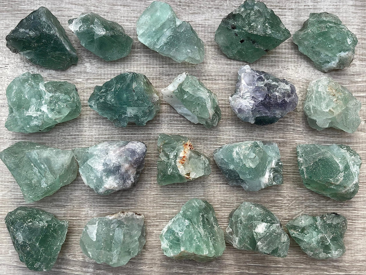 WHOLESALE Raw Green Fluorite Crystals, Natural Green Fluorite Stone, Natural Rough Green Fluorite crystals, Green Fluorite Rough, Green Fluorite Healing Crystals (Green Fluorite, 0.5 Pound)