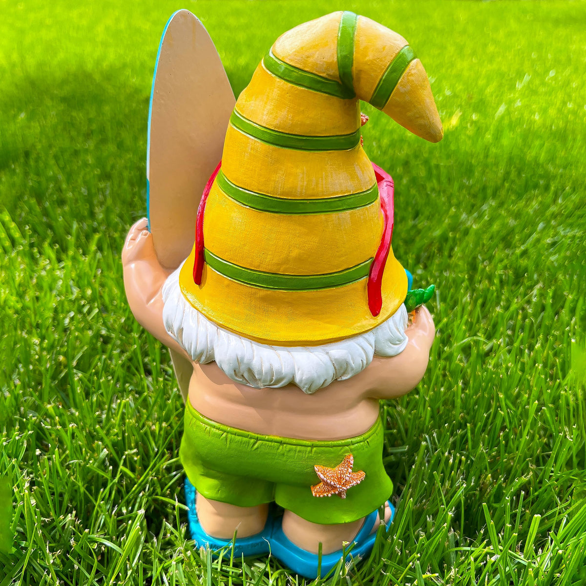 Mood Lab Garden Gnome - Surfer Gnome Figurine - 9.1 Inch Tall Funny Lawn Statue - for Outdoor & House Decor