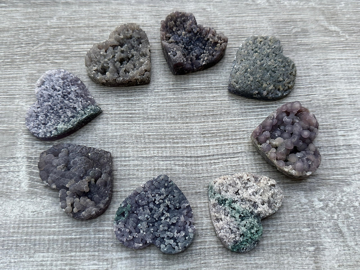 GAF TREASURES Grape Agate Gemstone Hearts, Polished Grape Agate Puffy Hearts, Grape Agate Crystal Palm Stone, Grape Agate Healing Crystal Hearts (1 Heart)